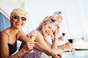 People celebrating an event on a yacht