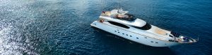 Zenital view of a luxury motor yacht
