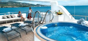 Jacuzzi on the sundeck of a large motor yacht