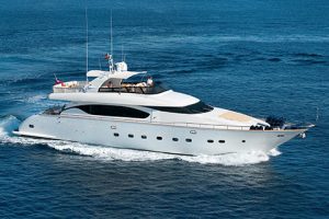 Luxury motor yacht sailing